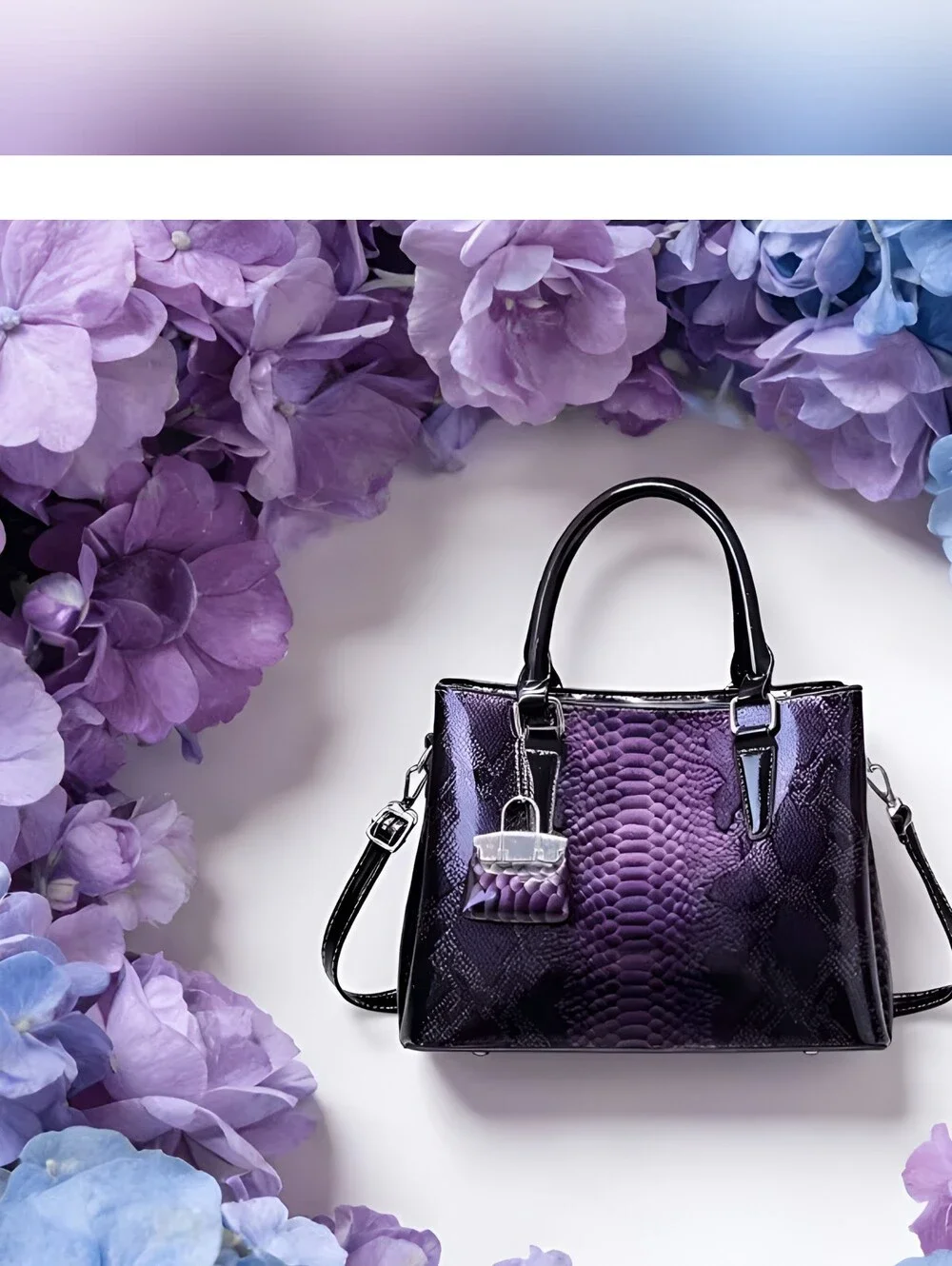 Purple Snakeskin satchel handbag with silver hardware & coin purse...Now $30